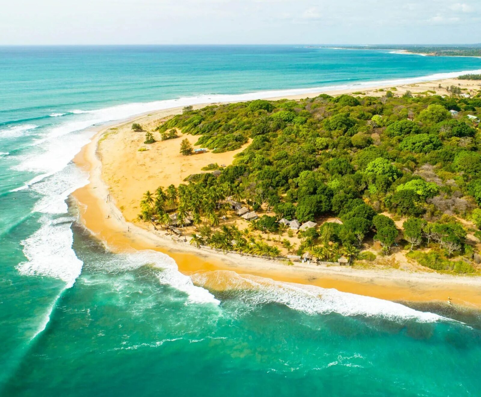 Aerial view of the coastline at Arugam Bay