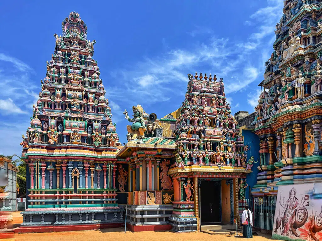 Colourful Hindu temple tower in Trincomalee