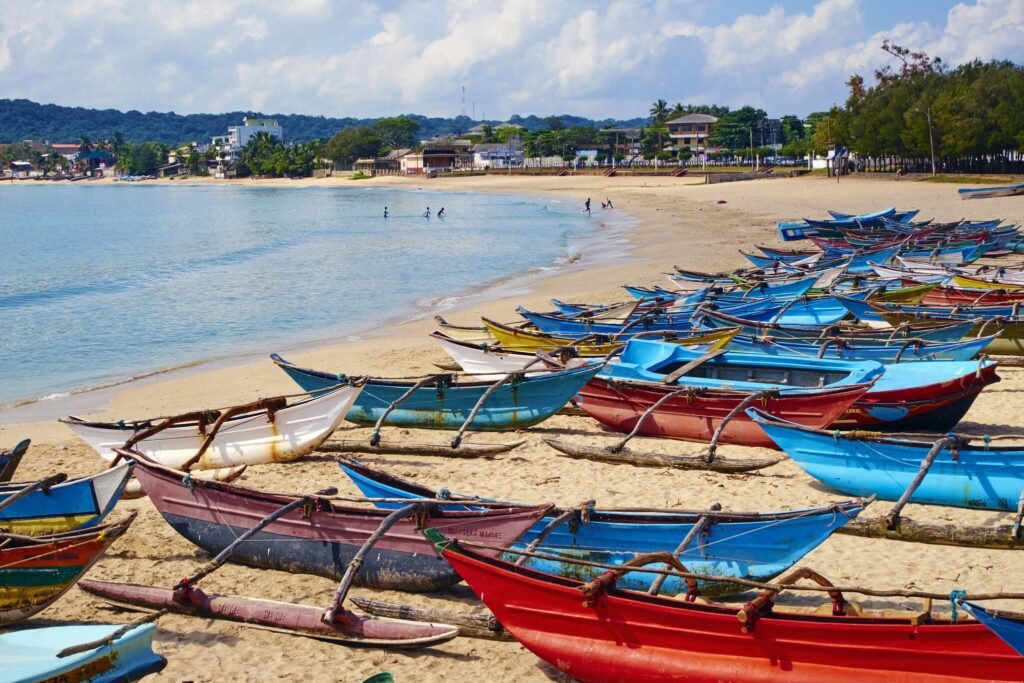 Fishing boats on the beach in Trincomalee
