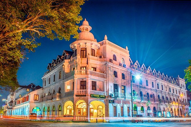 Colonial-era building in Kandy city centre at night